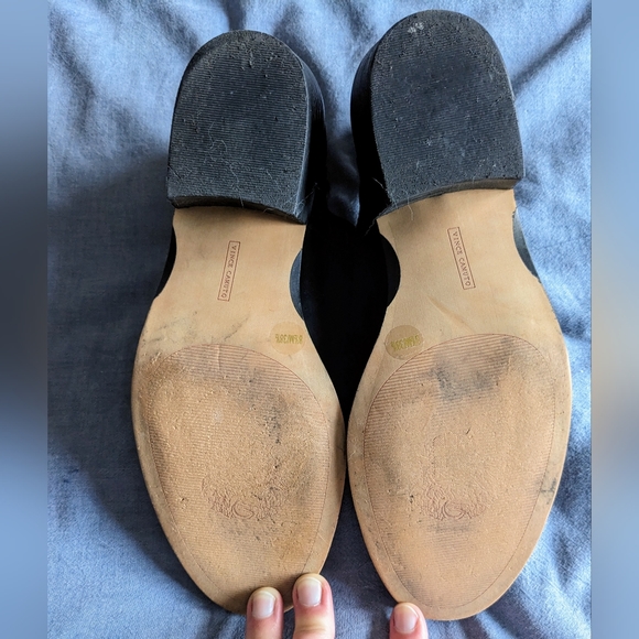 Black Vince Camuto booties. Sz 8.5. Suede like fabric. Gently worn. - Picture 2 of 7